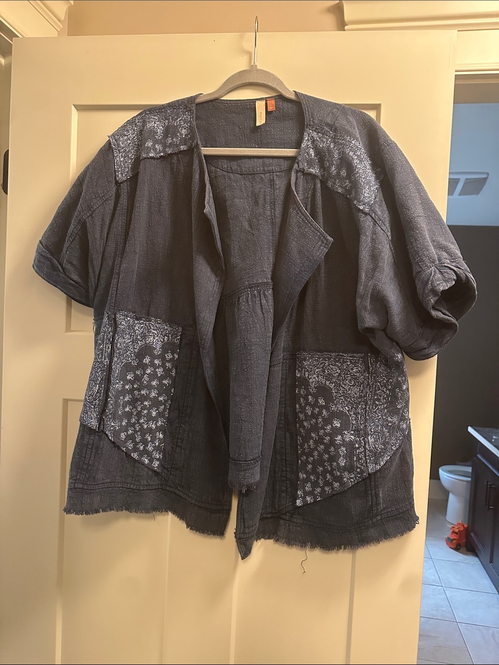 Anthropologie Navy Patchwork Lightweight Jacket